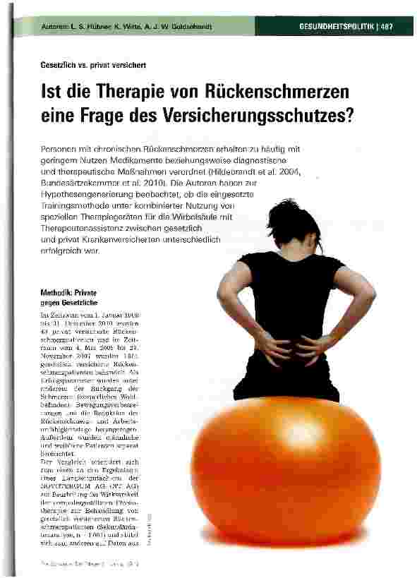 Vorschauseite 1: Ist die Therapie von Rückenschmerzen eine Frage des Versicherungsschutzes?