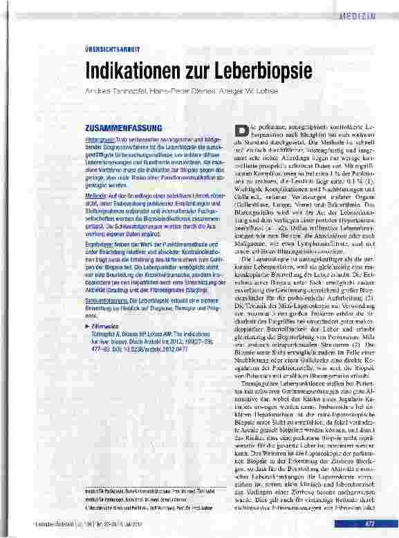 Vorschauseite 1: Indikationen zur Leberbiopsie