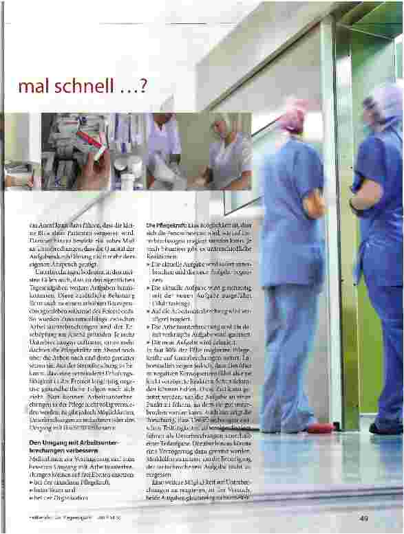 Vorschauseite 2: Risikofaktor Arbeitsunterbrechungen Entschuldigung, Schwester, könnten Sie mal schnell...?