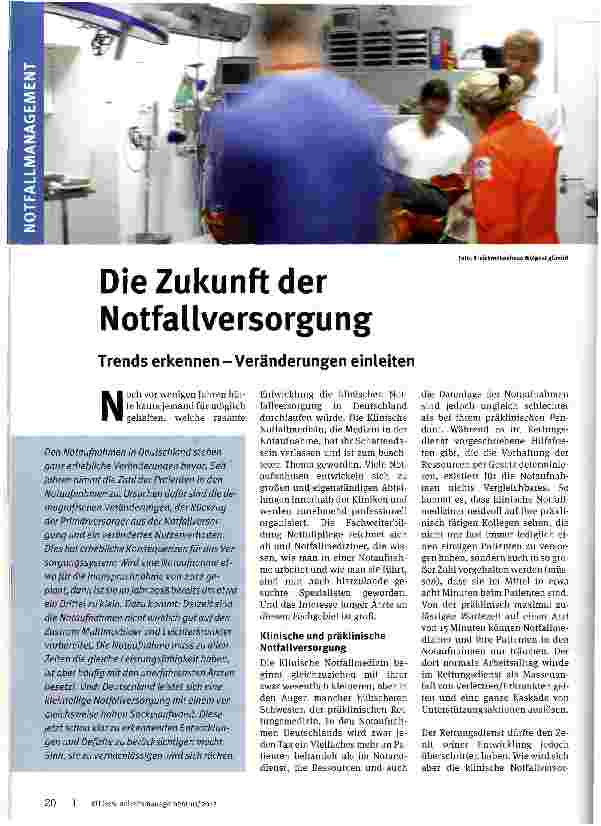 Vorschauseite 1: Die Zukunft der Notfallversorgung