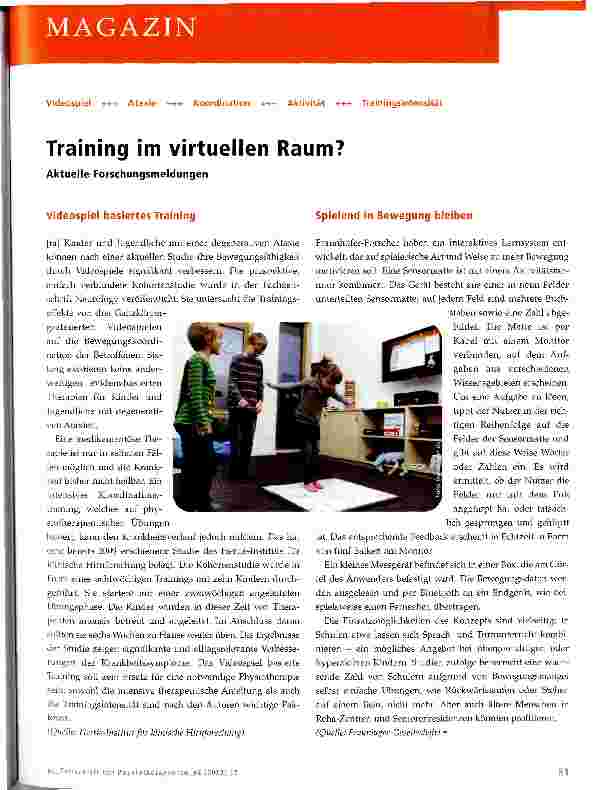 Vorschauseite 1: Training im virtuellen Raum?