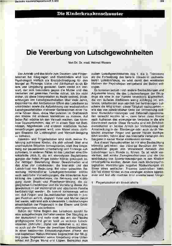 Vorschauseite 1: Die Vererbung von Lutschgewohnheiten