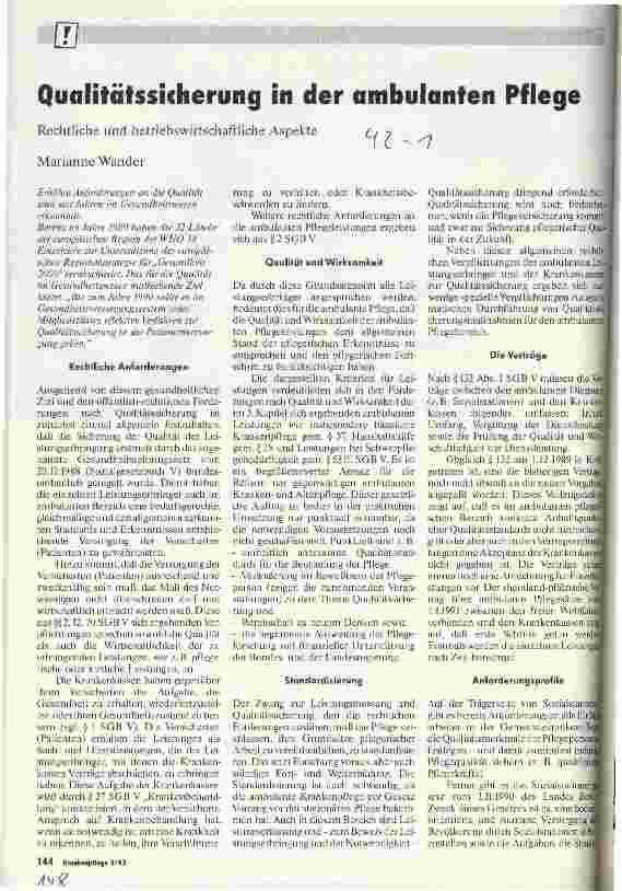 Vorschauseite 1: Qualitätssicherung in der ambulanten Pflege Rechtliche und betriebswirtschaftliche Aspekte