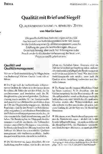 Vorschauseite 1: Qualität mit Brief und Siegel? Qualitätsentwicklung in bewegten Zeiten