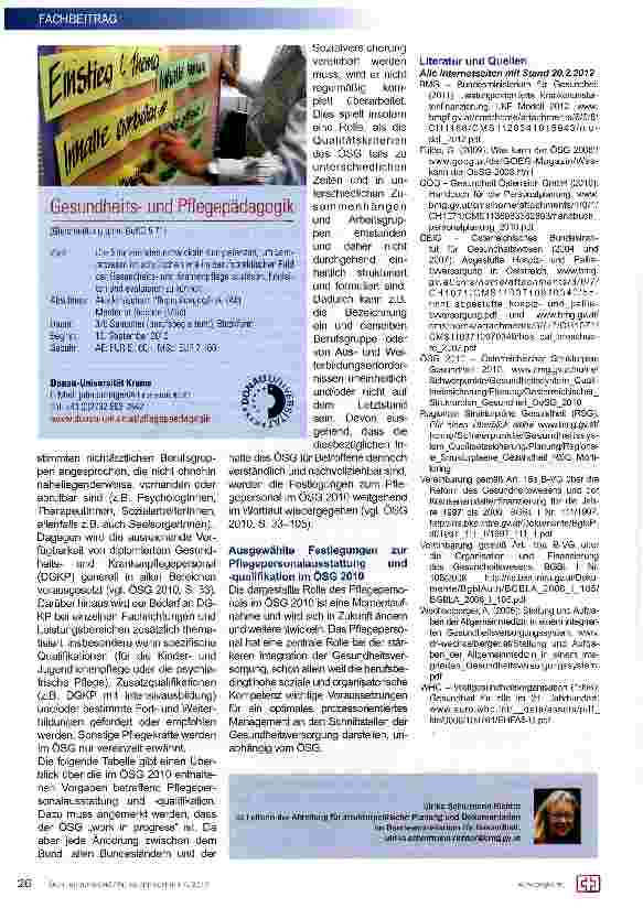 Vorschauseite 5: Der Österreichische Strukturplan Gesundheit und die Rolle des Pflegepersonals
