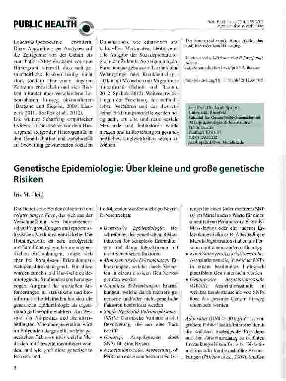 Vorschauseite 3: Sozialepidemiologie