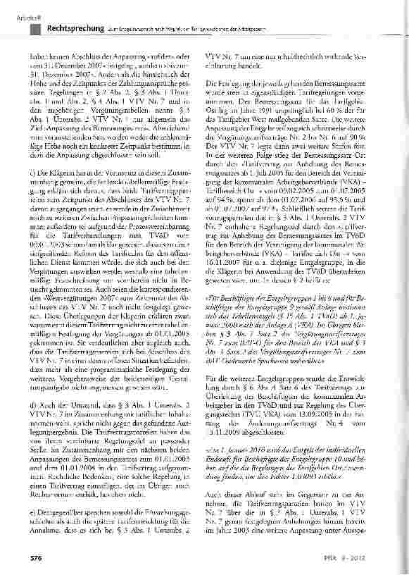 Vorschauseite 4: Zum Entgeltanspruch nach Wegfall der Tarifgebundenheit der Arbeitgeberin § 3 Abs. 1 des VTV Nr. 7 zum BAT-O