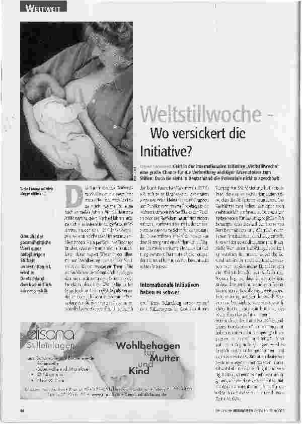Vorschauseite 1: Weltstillwoche - Wo versickert die Initiative?