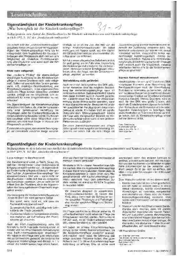 Vorschauseite 1: Eigenständigkeit der Kinderkrankenpflege Wie beweglich ist die Kinderkrankenpflege?