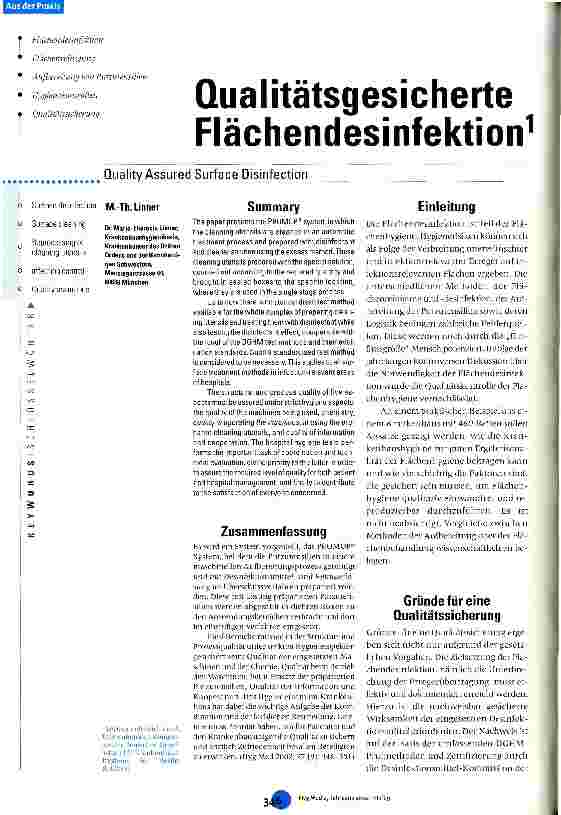 Vorschauseite 1: Qualitätsgesicherte Flächendesinfektion