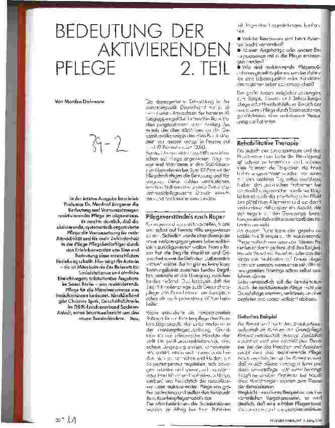 Vorschauseite 1: Bedeutung der aktivierenden Pflege 2. Teil