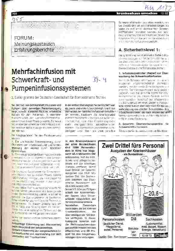 Vorschauseite 1: Mehrfachinfusion mit Schwerkraftund Pumpeninfusionssystemen 2. Stellungnahme der Deutschen Gesellschaft für Biomedizin