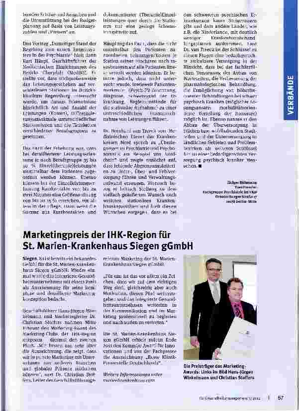 Vorschauseite 3: Neues Entgeltsystem in der Psychiatrie