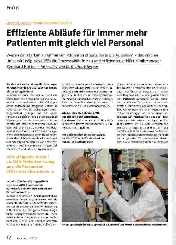 Vorschauseite 1: Effiziente Abläufe für immer mehr Patienten mit gleich viel Personal