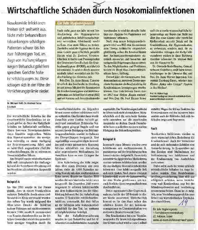 Vorschauseite 1: Wirtschaftliche Schäden durch Nosokomialinfektionen