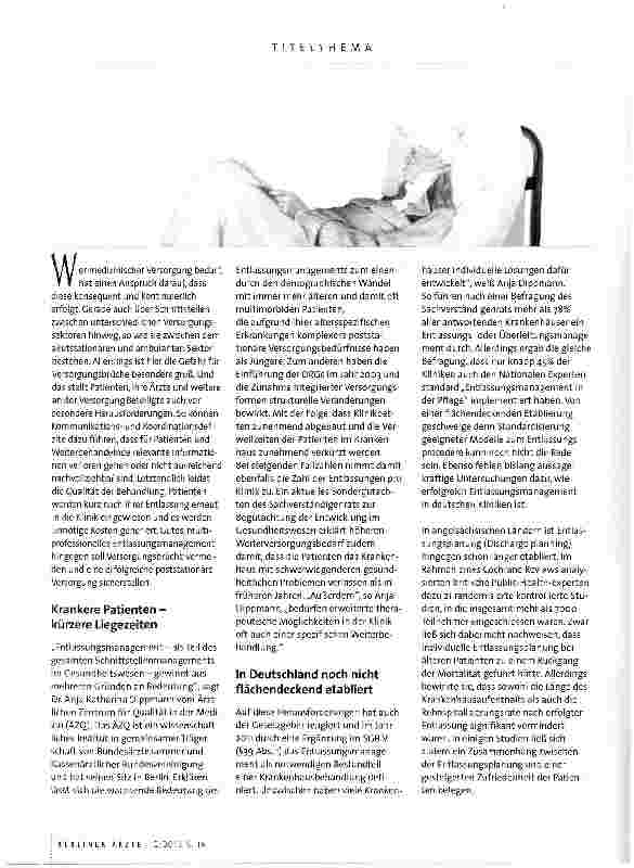 Vorschauseite 3: Wie Entlassungsmanagement hilft, Versorgungslücken zu schließen