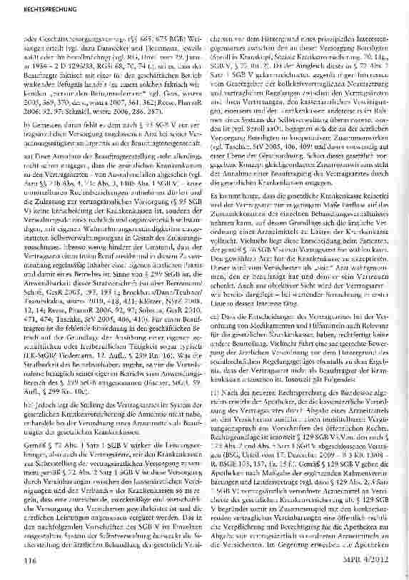 Vorschauseite 5: Keine Strafbarkeit von Kassenärzten wegen Bestechlichkeit §§ n Abs. i Nr. 2 Buchst, c, 299 StGB