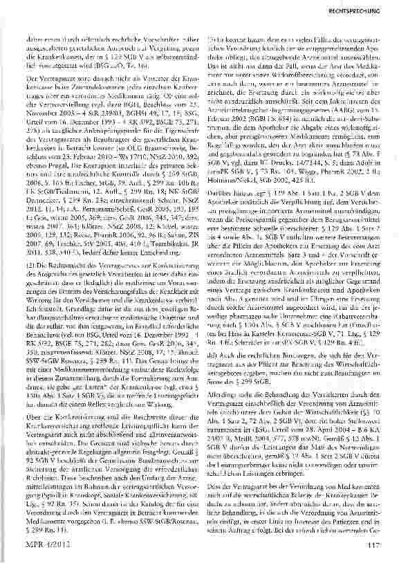 Vorschauseite 6: Keine Strafbarkeit von Kassenärzten wegen Bestechlichkeit §§ n Abs. i Nr. 2 Buchst, c, 299 StGB