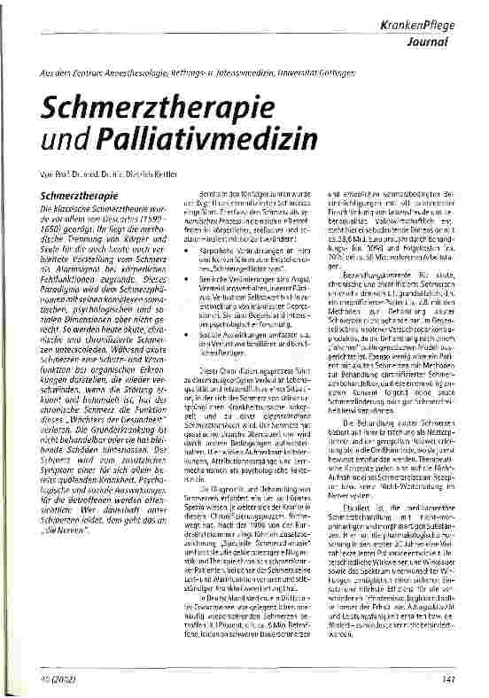 Vorschauseite 1: Schmerztherapie und Palliativmedizin