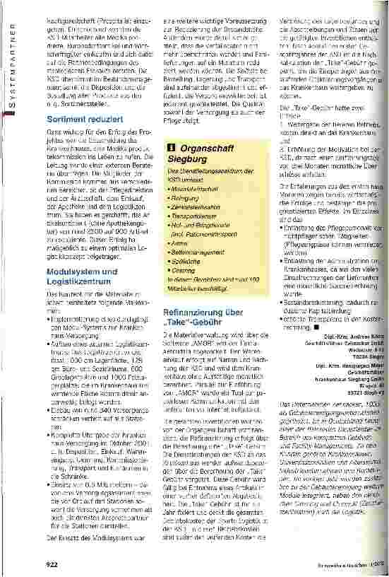 Vorschauseite 2: Gemeinsame Servicegesellschaft gegründet Einsparpotenziale werden systematisch abgeschöpft