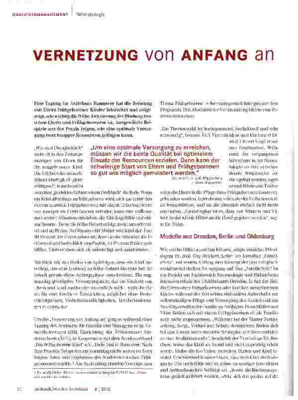 Vorschauseite 1: VERNETZUNG von ANFANG an