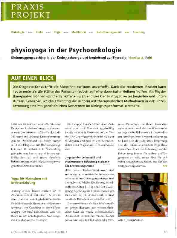 Vorschauseite 1: physioyoga in der Psychoonkologie