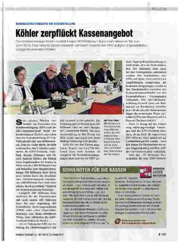 Vorschauseite 1: Köhler zerpflückt Kassenangebot