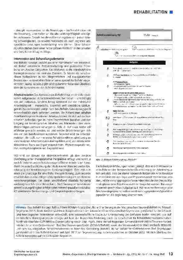 Vorschauseite 3: Die Ergotherapie im Behandlungskonzept des Beruflich-orientierten Reha-Moduls (BoReM)