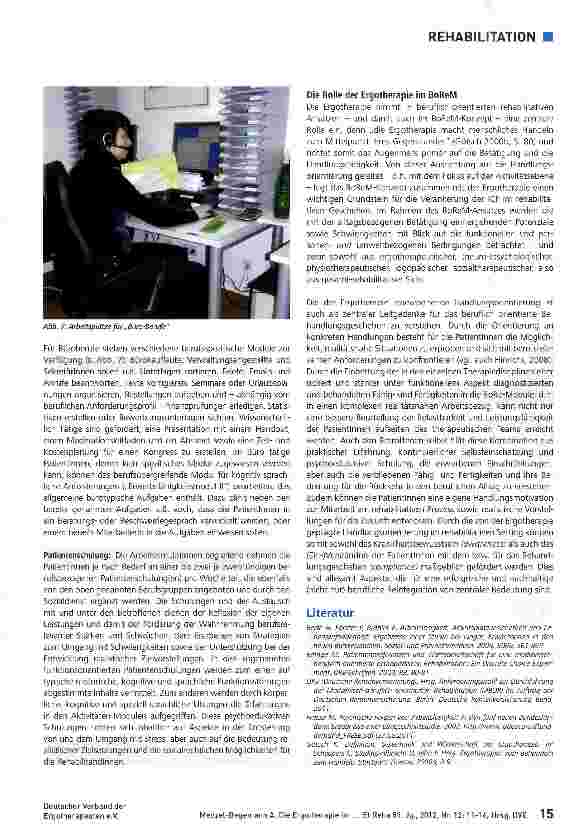 Vorschauseite 5: Die Ergotherapie im Behandlungskonzept des Beruflich-orientierten Reha-Moduls (BoReM)