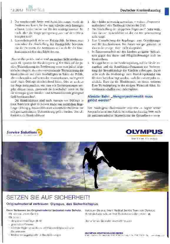 Vorschauseite 3: Krankenhäuser bestehen auf der Anerkennung und ausreichenden Finanzierung ihrer Leistungen