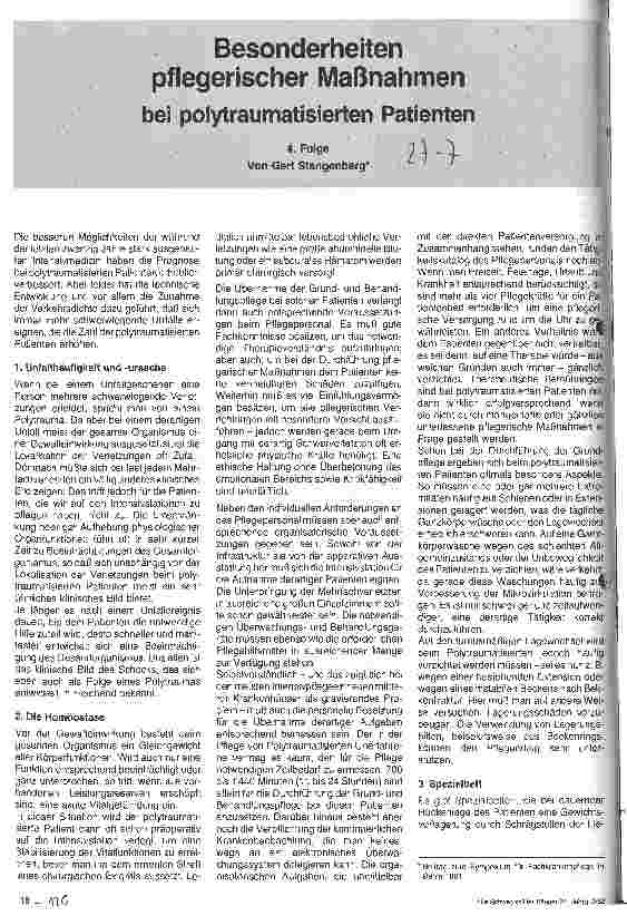 Vorschauseite 1: Besonderheiten pflegerischer Maßnahmen bei polytraumatischen Patienten - 4. Folge