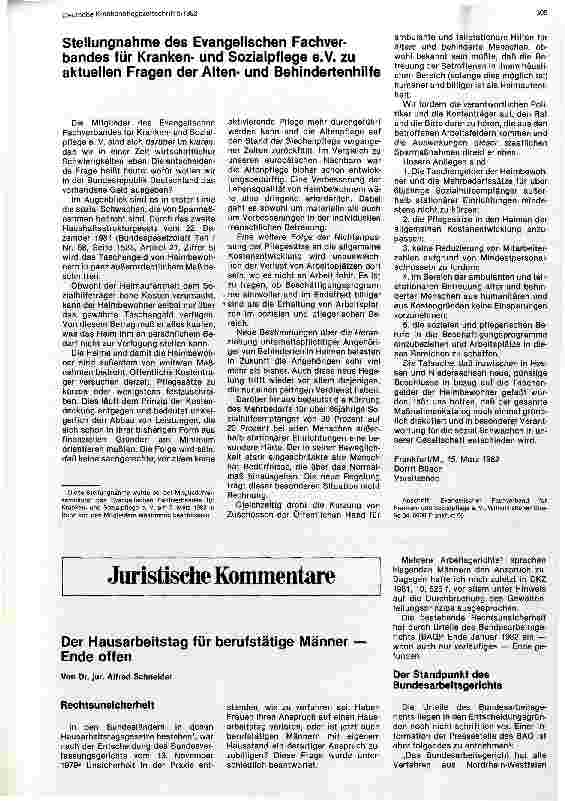 Vorschauseite 1: Stellungsnahme des Evangelischen Fachverbandes für Kranken und Sozialpflege e. V. zu aktuellen Fragen der Alten und Behindertenhilfe
