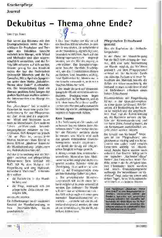 Vorschauseite 1: Dekubitus - Thema ohne Ende?