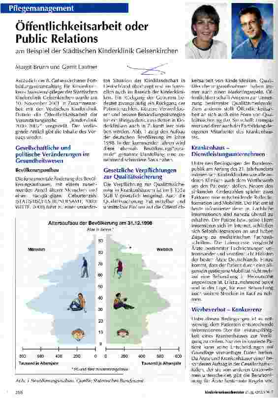 Vorschauseite 1: Öffentlichkeitsarbeit oder Public Relations am Beispiel der Städtischen Kinderklinik Gelsenkirchen