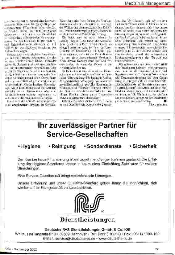 Vorschauseite 6: Geriatrie: Zukunftsfach ohne Zukunft?