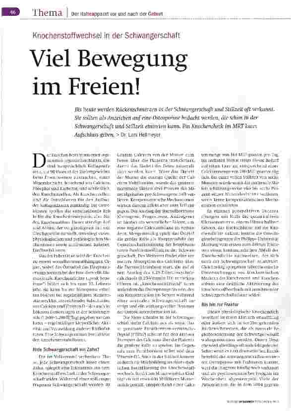 Vorschauseite 1: Knochenstoffwechsel in der SchwangerschaftViel Bewegung im Freien!