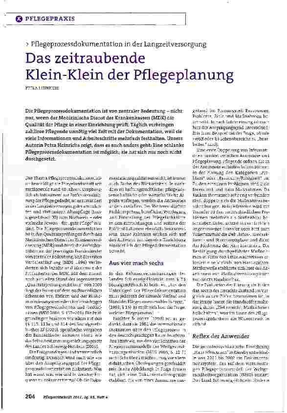 Vorschauseite 1: Das zeitraubende Klein-Klein der Pflegeplanung
