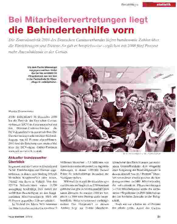 Vorschauseite 1: Bei Mitarbeitervertretungen liegt die Behindertenhilfe vorn