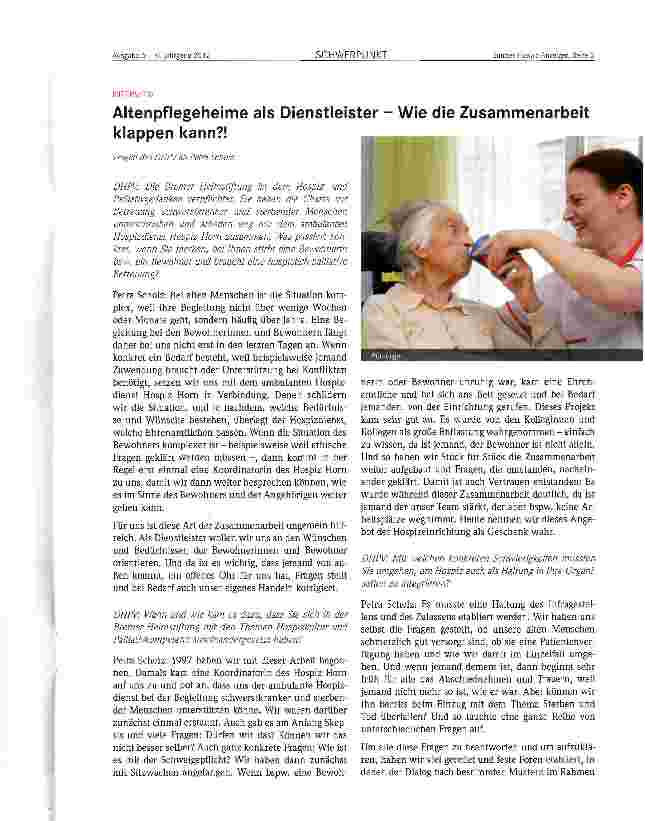 Vorschauseite 1: Altenpflegeheime als Dienstleister - Wie die Zusammenarbeit klappen kann? !