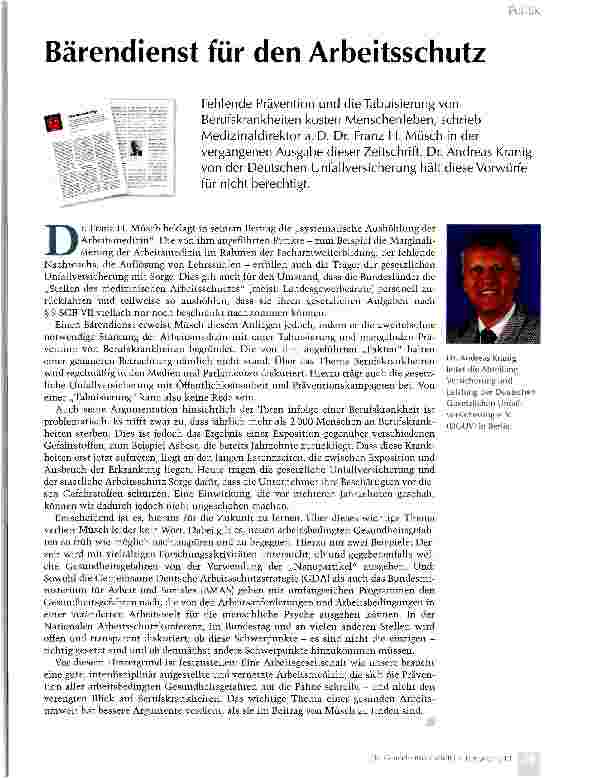 Vorschauseite 1: Bärendienst für den Arbeitsschutz