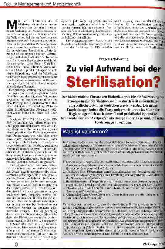 Vorschauseite 1: Zu viel Aufwand bei der Sterilisation?