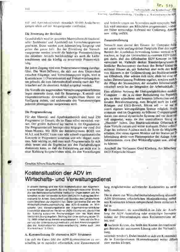 Vorschauseite 1: Kostensituation der EDV im Wirtschaftsund Verwaltungsdienst