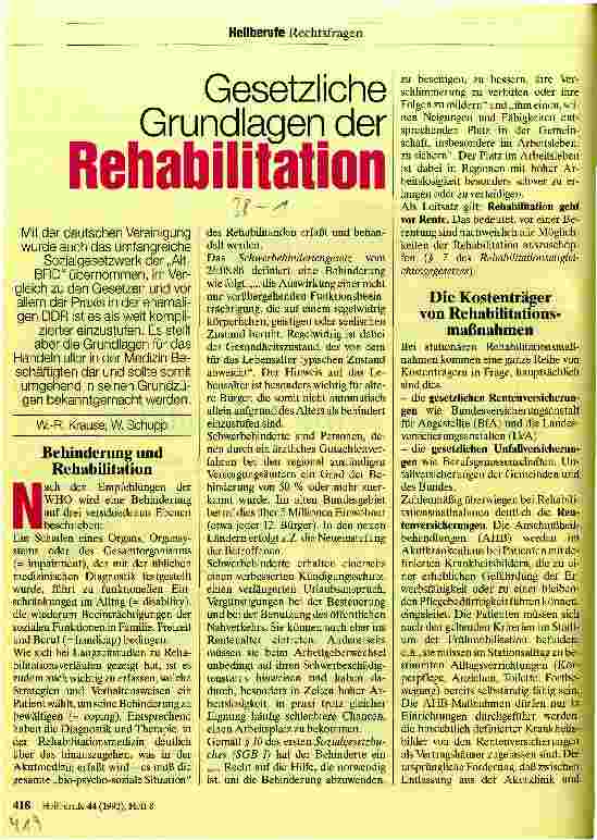 Vorschauseite 1: Gesetzliche Grundlagen der Rehabilitation