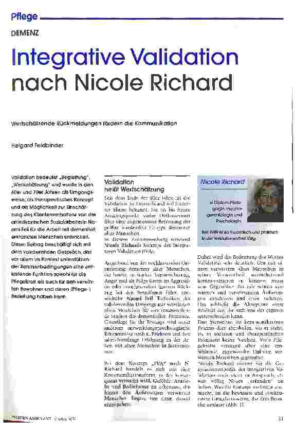 Vorschauseite 1: Integrative Validation nach Nicole Richard