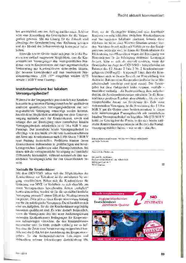 Vorschauseite 4: Ambulante Versorgung von und in Krankenhäusern nach dem GKV-VStG