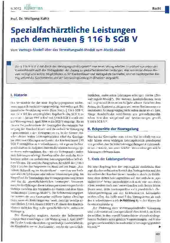 Vorschauseite 1: Spezialfachärztliche Leistungen nach dem neuen § 116 b SCB V
