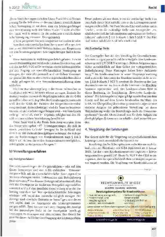 Vorschauseite 5: Spezialfachärztliche Leistungen nach dem neuen § 116 b SCB V