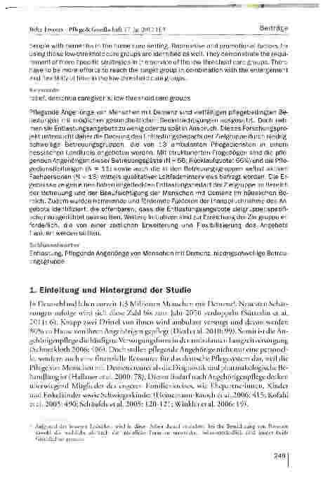 Vorschauseite 2: Die Entlastung pflegender Angehöriger von Menschen mit Demenz durch niedrigschwellige Betreuungsgruppen aus der Sicht der Nutzer und der Anbieter