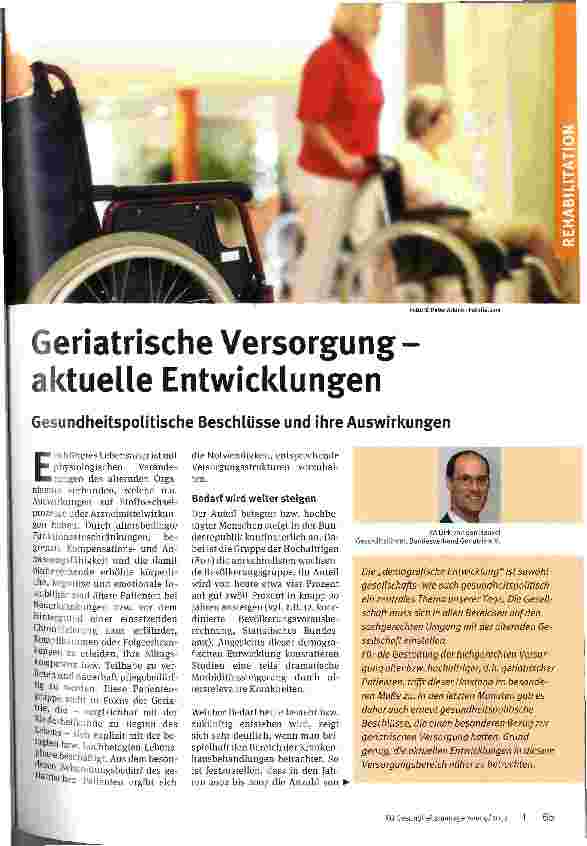 Vorschauseite 1: Geriatrische Versorgung -aktuelle EntwicklungenGesundheitspolitische Beschlüsse und ihre Auswirkungen