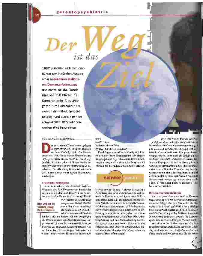 Vorschauseite 1: Der Weg ist das Ziel Gerontopsychiatrie